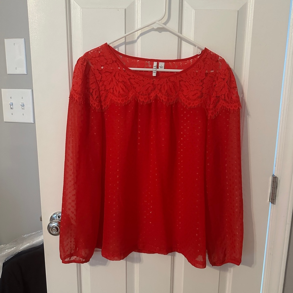 Elle Vibrant Red Lace Blouse